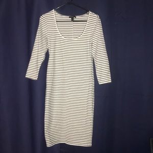 Forever 21 Striped Midi Dress Long Sleeve Fitted